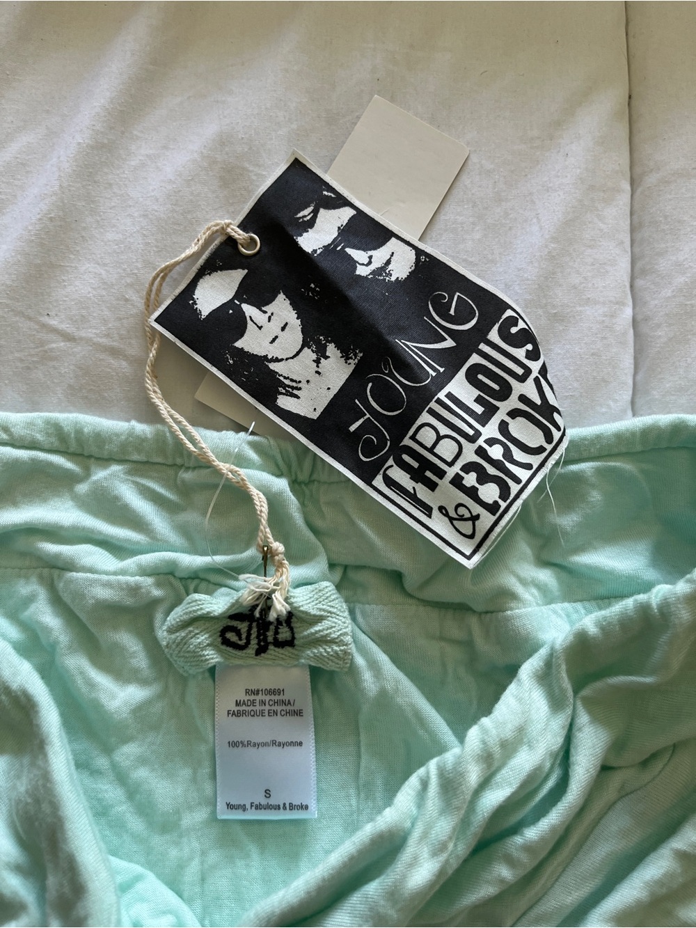 Young Fabulous & Broke Mint Green Drawstring Kids Shorts